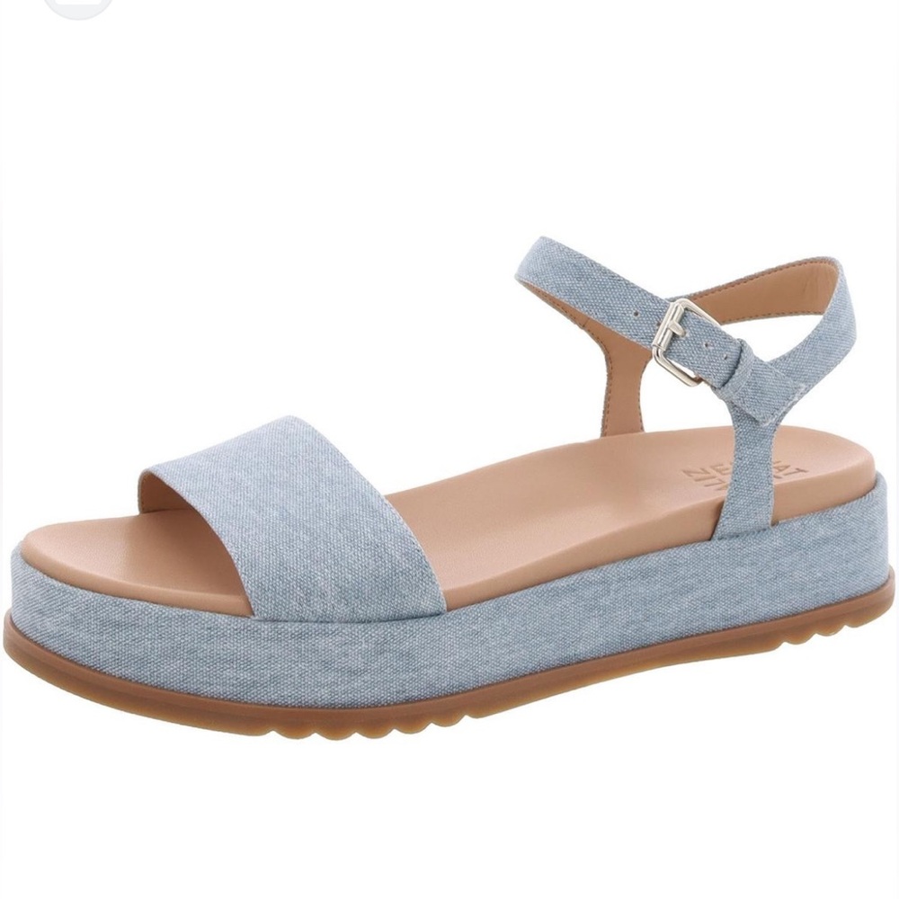 Zane Blue and Brown Sandals with Platform Sole